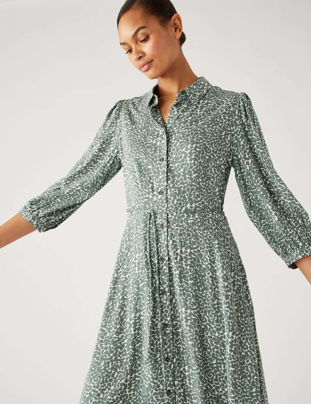 Printed Tie Waist Midi Shirt Dress 3 Printed Tie Waist Midi Shirt Dress