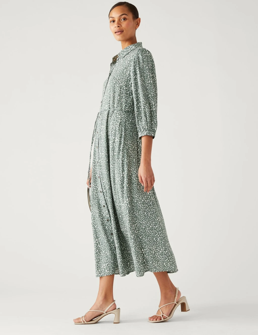 Printed Tie Waist Midi Shirt Dress 6 Printed Tie Waist Midi Shirt Dress - Image 4