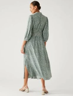 Printed Tie Waist Midi Shirt Dress 11 Printed Tie Waist Midi Shirt Dress -M&S SD 01 T42 7971 KA X EC 3