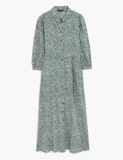 Printed Tie Waist Midi Shirt Dress 8 Printed Tie Waist Midi Shirt Dress -M&S SD 01 T42 7971 KA X EC 90