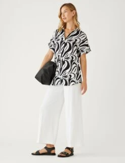 Satin Printed Popover Blouse -M&S SD 01 T43 5348 Y4 X EC 1