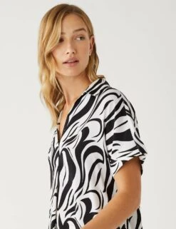 Satin Printed Popover Blouse -M&S SD 01 T43 5348 Y4 X EC 2