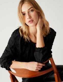 Pure Cotton Embroidered Blouse -M&S SD 01 T43 5497 Y0 X EC 2