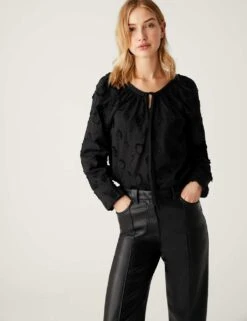 Pure Cotton Embroidered Blouse -M&S SD 01 T43 5497 Y0 X EC 4