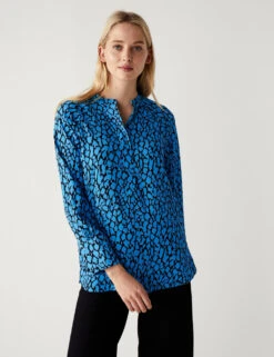 Printed V-Neck Oversized Popover Blouse -M&S SD 01 T43 5761 E4 X EC 2