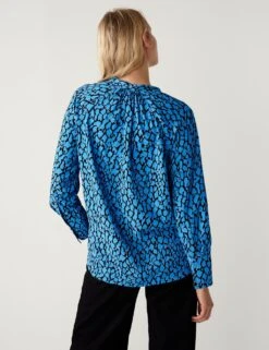Printed V-Neck Oversized Popover Blouse -M&S SD 01 T43 5761 E4 X EC 4