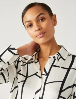 Geometric Collared Longline Shirt 10 Geometric Collared Longline Shirt -M&S SD 01 T43 5841 Y8 X EC 2