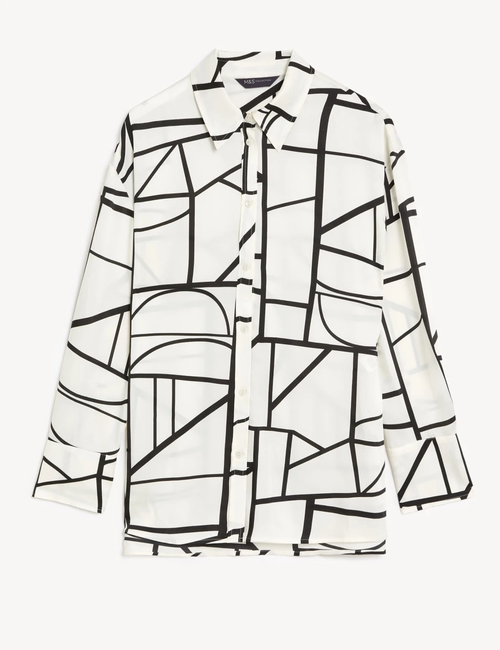 Geometric Collared Longline Shirt 4 Geometric Collared Longline Shirt - Image 2