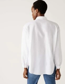 Linen Rich Collared Lace Insert Shirt -M&S SD 01 T43 5971 P6 X EC 3