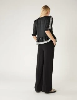 Satin Embroidered V-Neck Blouse -M&S SD 01 T43 5974 Y0 X EC 3