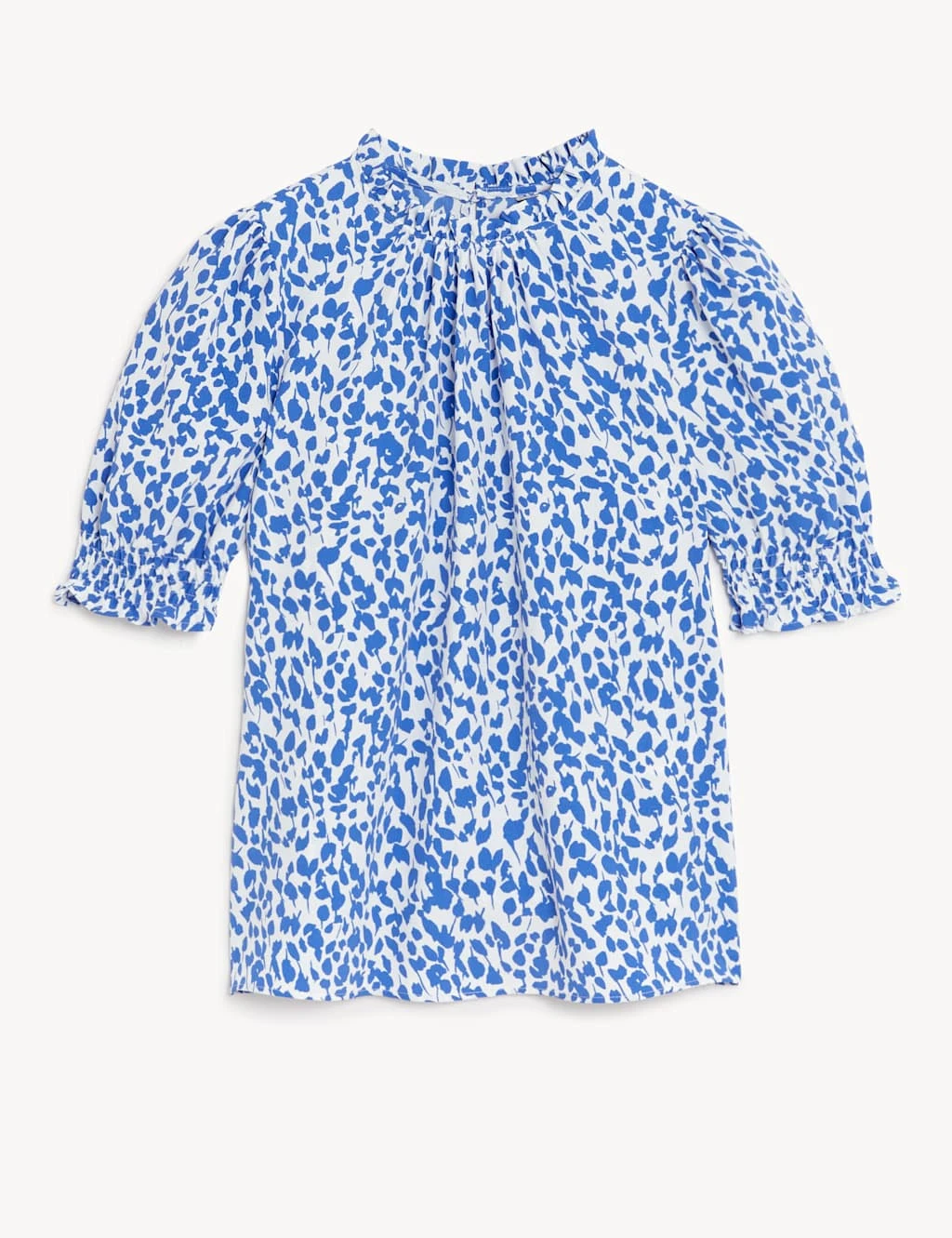 Printed Frill Neck Puff Sleeve Blouse 4 Printed Frill Neck Puff Sleeve Blouse - Image 2
