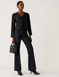 Satin V-Neck Tie Front Blouse