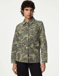 Cotton Rich Camo Utility Jacket -M&S SD 01 T49 3009 KA X EC 1