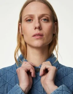 Pure Cotton Denim Quilted Shacket -M&S SD 01 T49 3010 QQ X EC 2