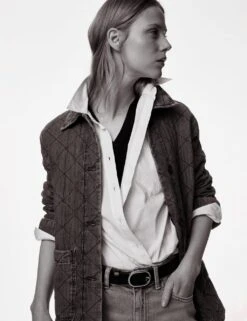 Pure Cotton Denim Quilted Shacket -M&S SD 01 T49 3010 QQ X EC 4