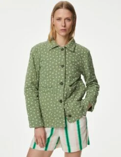 Pure Cotton Floral Quilted Shacket 11 Pure Cotton Floral Quilted Shacket -M&S SD 01 T49 3011 IB X EC 2