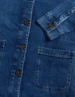 Denim Belted Revere Collar Jacket -M&S SD 01 T49 3033 QQ X EC 6