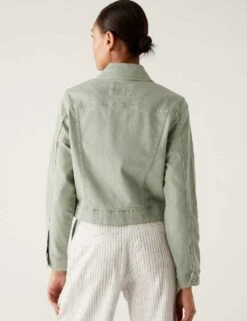 Denim Collared Cropped Jacket -M&S SD 01 T49 3051 PA X EC 2