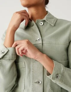 Denim Collared Cropped Jacket -M&S SD 01 T49 3051 PA X EC 3