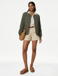 Pure Cotton Textured Quilted Jacket