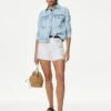 Pure Cotton Denim Floral Embroidered Jacket