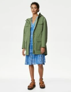 Cotton Blend Waterproof Parka Coat