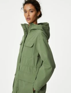 Cotton Blend Waterproof Parka Coat -M&S SD 01 T49 4182 VB X EC 1