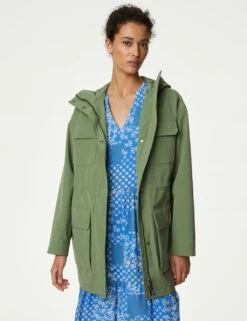 Cotton Blend Waterproof Parka Coat -M&S SD 01 T49 4182 VB X EC 2