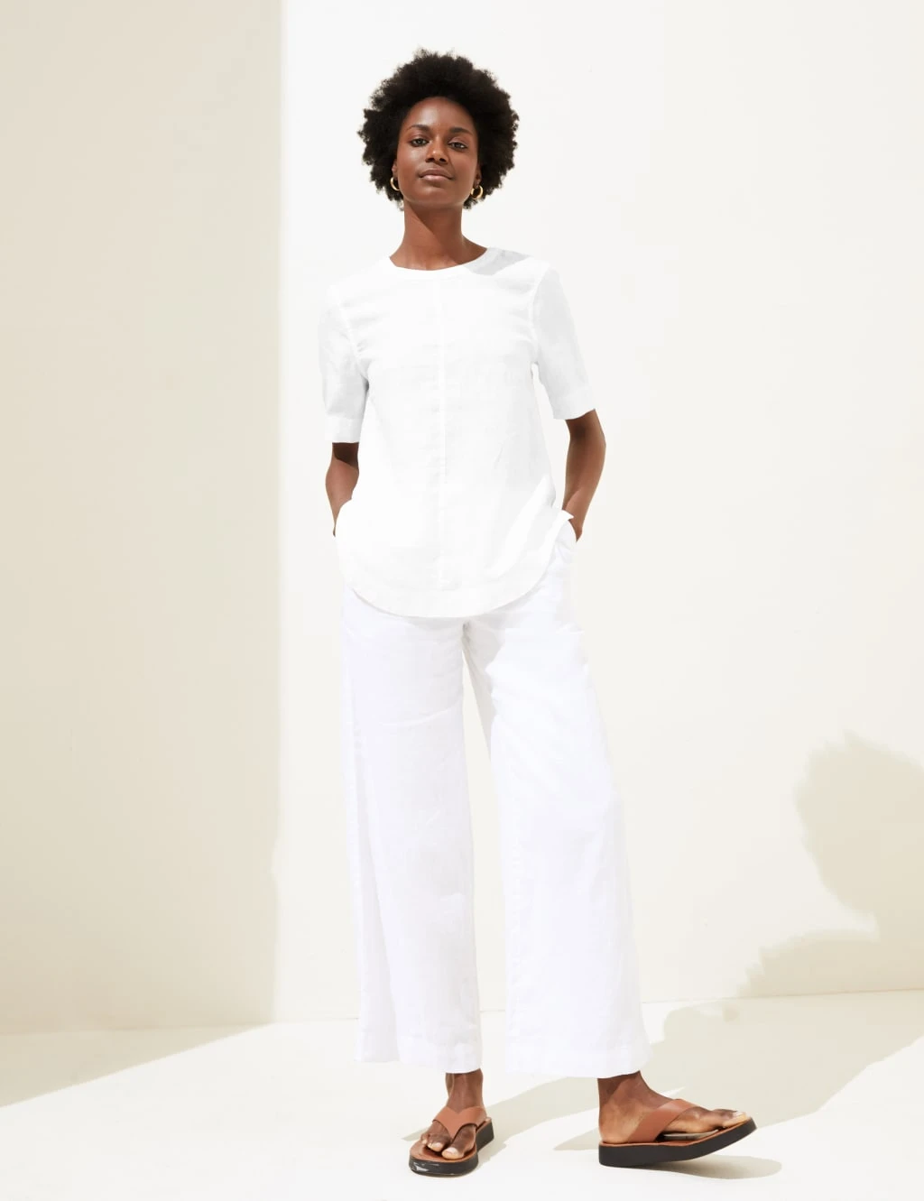 Pure Linen Round Neck Short Sleeve Boxy Top 2 Pure Linen Round Neck Short Sleeve Boxy Top