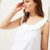 Linen Blend Ruffle Vest Top -M&S SD 01 T52 3503 Z0 X EC 0