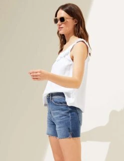 Linen Blend Ruffle Vest Top -M&S SD 01 T52 3503 Z0 X EC 1