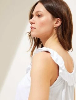 Linen Blend Ruffle Vest Top -M&S SD 01 T52 3503 Z0 X EC 2