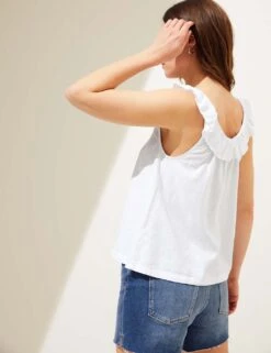 Linen Blend Ruffle Vest Top -M&S SD 01 T52 3503 Z0 X EC 3