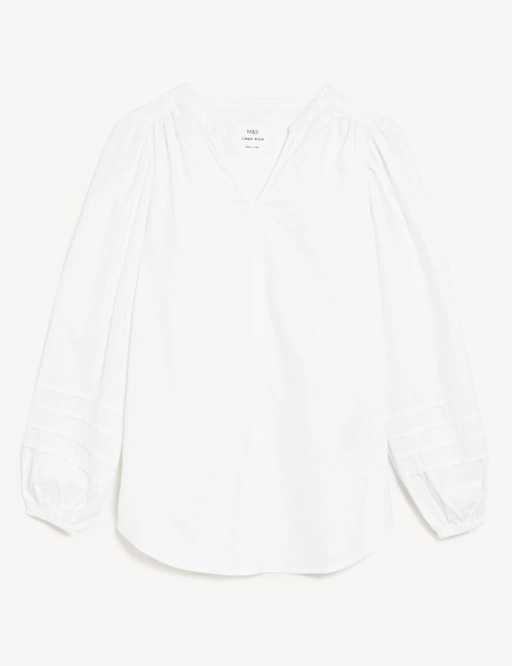 Linen Rich V-Neck Blouson Sleeve Blouse 4 Linen Rich V-Neck Blouson Sleeve Blouse - Image 2