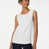 Linen Rich High Neck Vest Top -M&S SD 01 T52 3529 Z0 X EC 0
