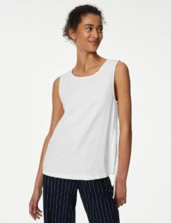 Linen Rich High Neck Vest Top