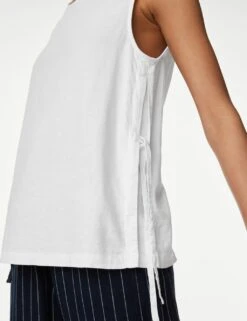 Linen Rich High Neck Vest Top 10 Linen Rich High Neck Vest Top -M&S SD 01 T52 3529 Z0 X EC 2