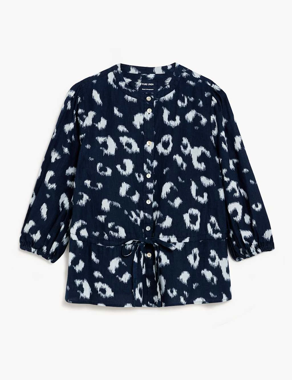 Pure Linen Animal Print Waisted Blouse 4 Pure Linen Animal Print Waisted Blouse - Image 2