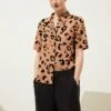 Linen Rich Animal Print Collared Shirt