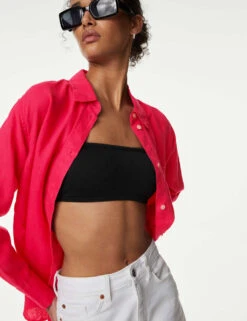 Pure Linen Oversized Shirt -M&S SD 01 T52 3864 FU X EC 2