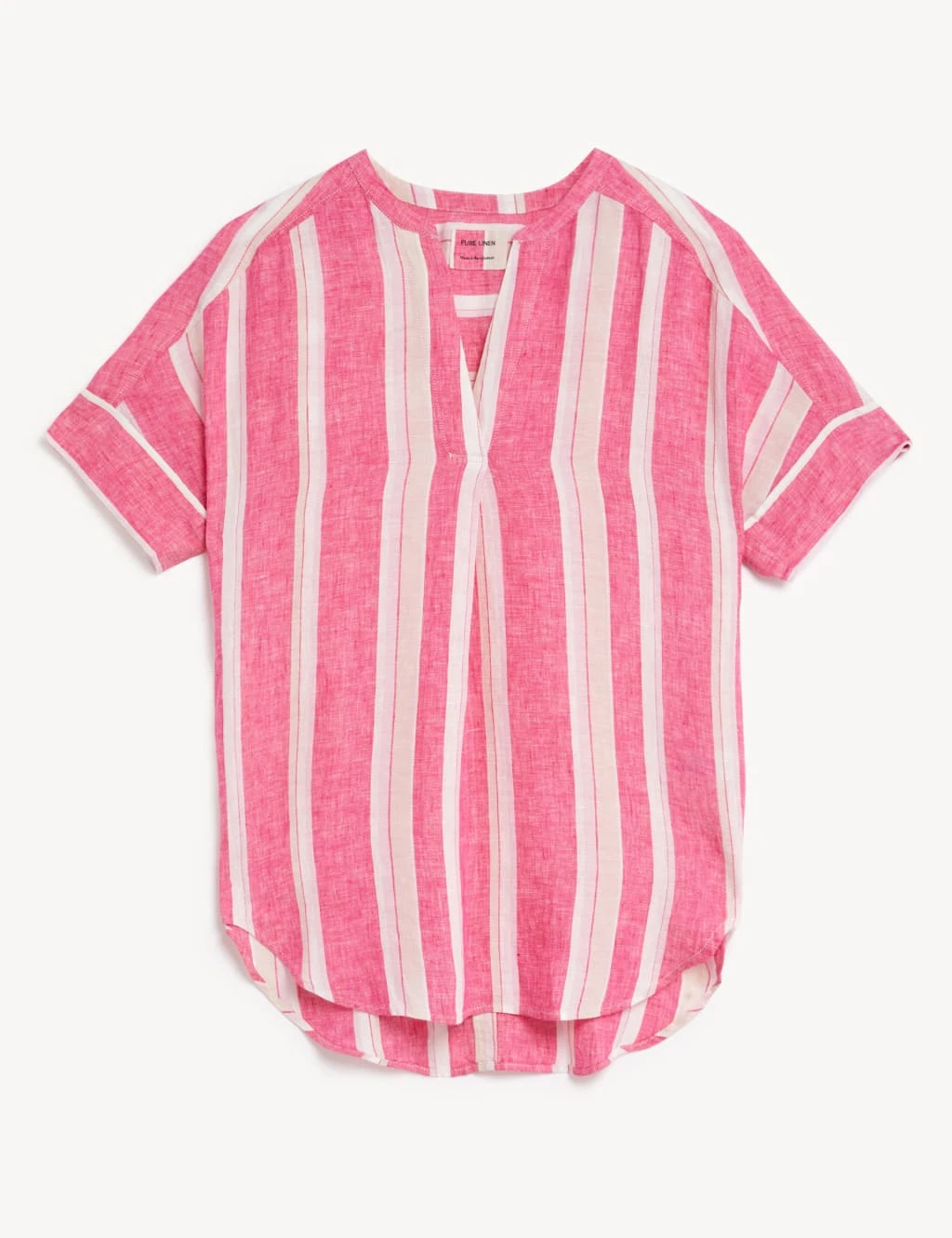 Pure Linen Striped V-Neck Popover Blouse 4 Pure Linen Striped V-Neck Popover Blouse - Image 2