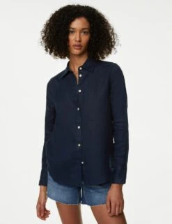 Pure Linen Long Sleeve Shirt -M&S SD 01 T52 3961 F0 X EC 1