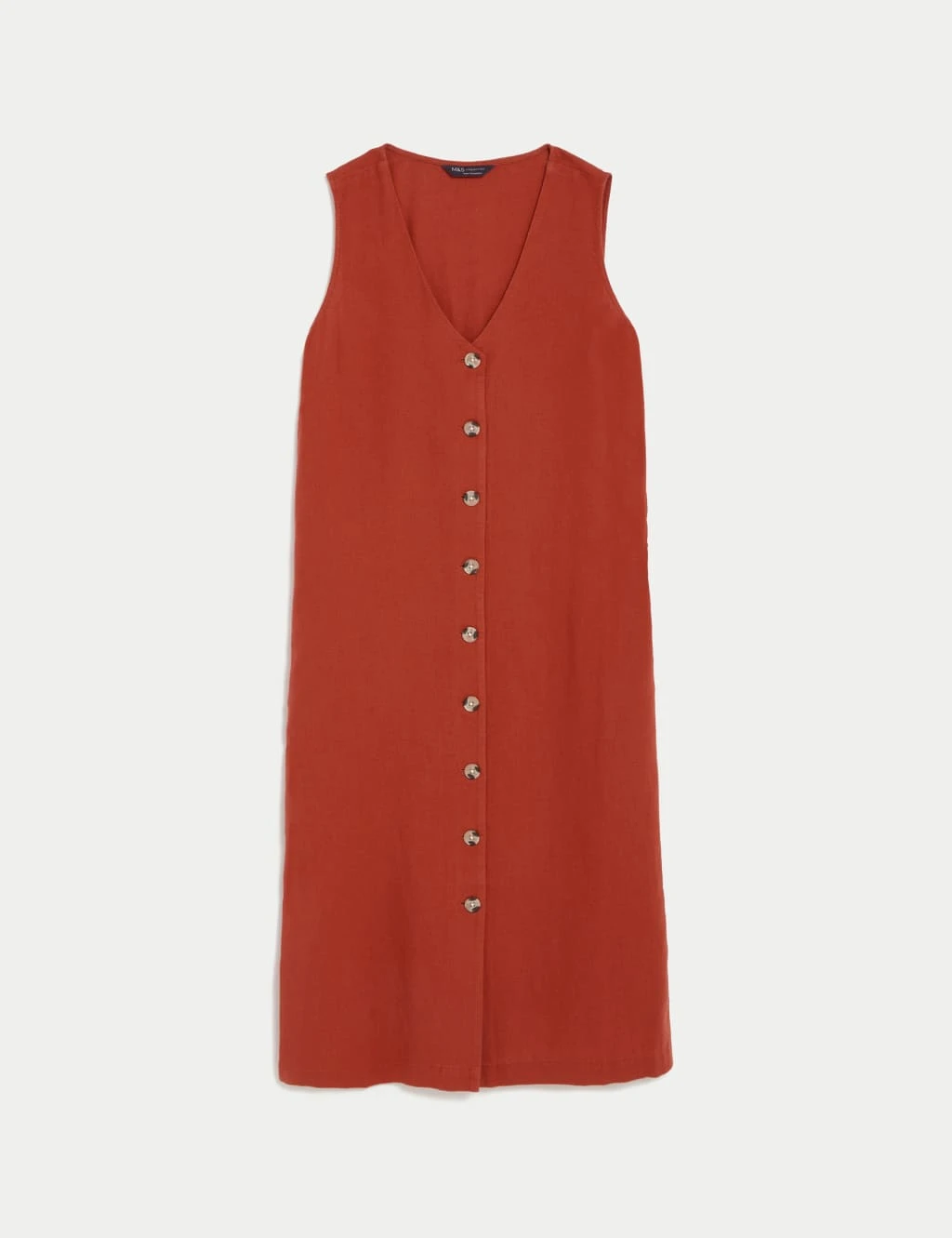 Linen Rich V-Neck Button Through Midi Dress 4 Linen Rich V-Neck Button Through Midi Dress - Image 2