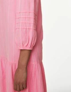 Linen Rich Striped V-Neck Midi Dress -M&S SD 01 T52 6403 A4 X EC 1