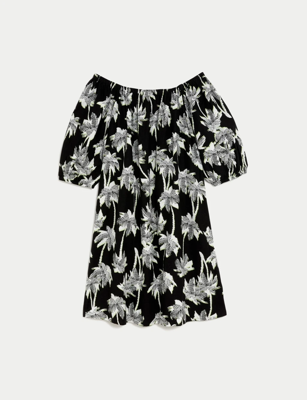 Linen Rich Printed Bardot Shift Dress 4 Linen Rich Printed Bardot Shift Dress - Image 2