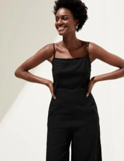 Linen Rich Sleeveless Jumpsuit -M&S SD 01 T52 6716 Y0 X EC 2