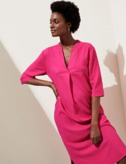 Linen Rich V-Neck Tunic -M&S SD 01 T52 6826 FU X EC 1