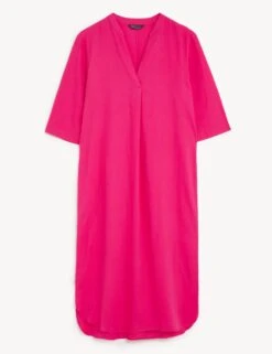 Linen Rich V-Neck Tunic -M&S SD 01 T52 6826 FU X EC 90