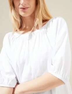 Linen Rich Bardot Knee Length Shift Dress -M&S SD 01 T52 6833 Z0 X EC 3