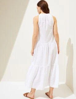 Pure Cotton Cutwork Midaxi Beach Dress -M&S SD 01 T52 6834 Z0 X EC 3